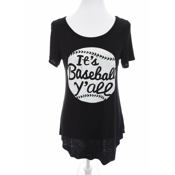 Zutter USA "It's Baseball Ya'll" Black White Graphic T-Shirt Tee Womens Sz M - Picture 1 of 8